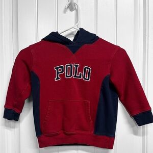 Polo Ralph Lauren toddler boy 4T dark red and navy blue hoodie with pocket